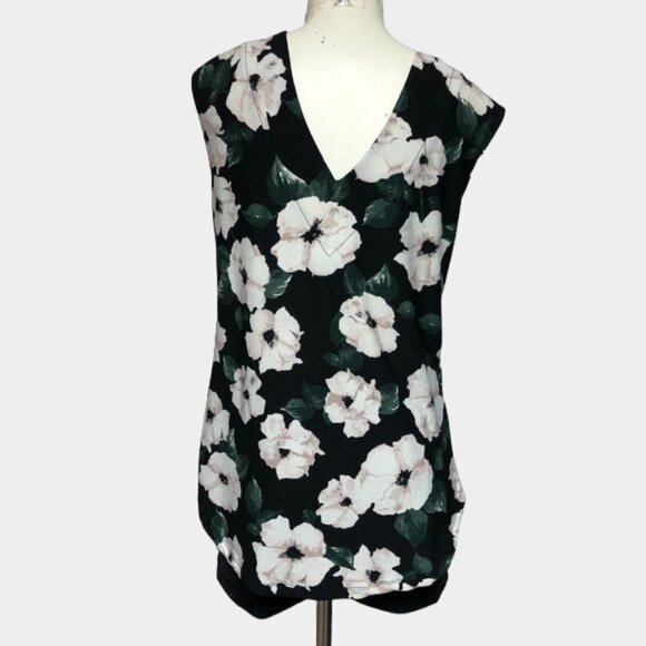 Floral Sleeveless Deep V Neck Blouse Top - Picture 2 of 8